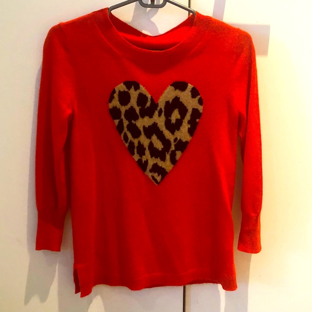 Red Cashmere J. Crew Sweater with animal print